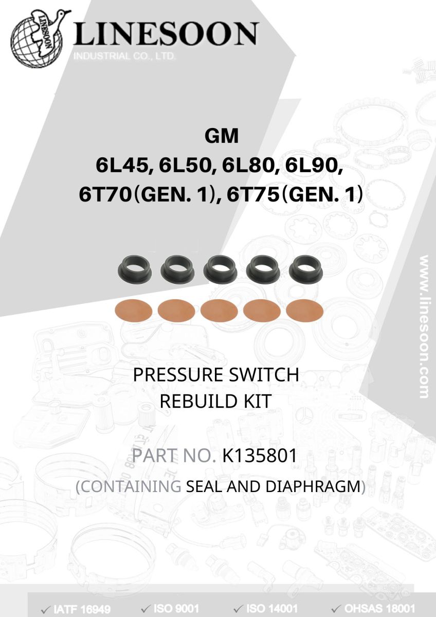 ROLLOUT PRESSURE SWITCH REBUILD KIT K135801(GM 6L45, 6L50, 6L80